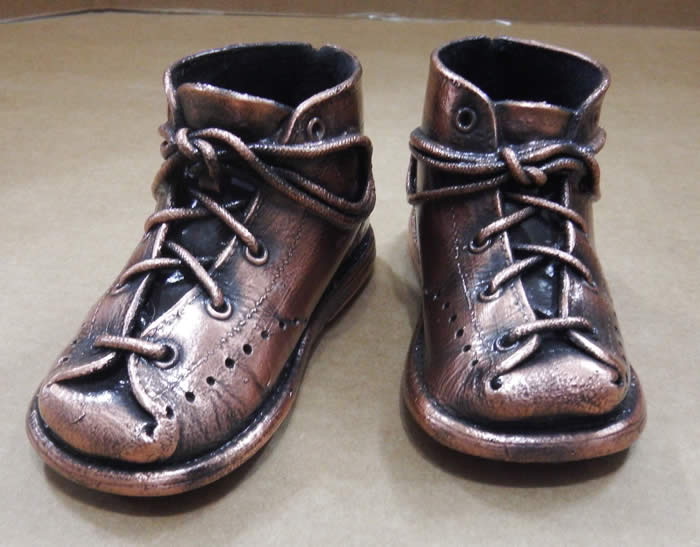 copper plated baby shoes