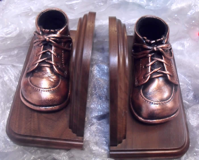 copper plated baby shoes